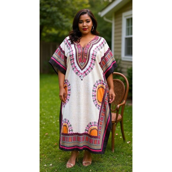 Gypsie blu Other - Women Casual Caftan Dress Beige Maxi Cover Up Dresses for Mother Days Gifts